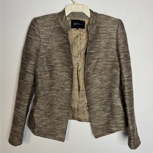 Lafayette 148 New York Brown Gold Tweed Blazer Size 2